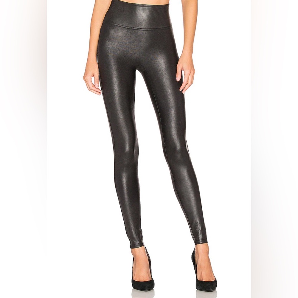 Spanx Faux Leather Leggings Black‎ Small Sexy Shaping High Waisted Stretch